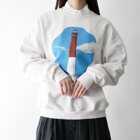 80's〜USA lighthouse print sweat/unisex