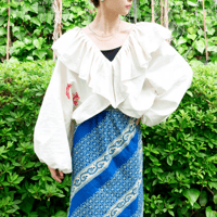 【HIBIWA×MOKUREN】60's- 70's Euro vintage sheets frill blouse