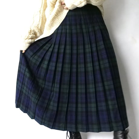 pleats wool long skirt