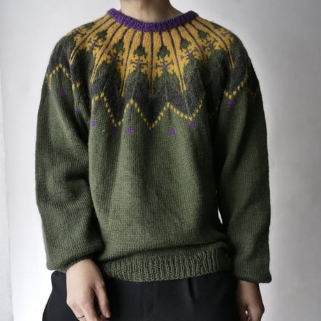 nice color color scheme nordic knit sweater/unisex