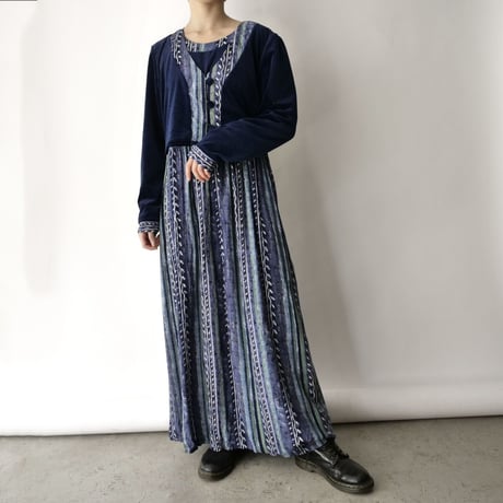 velvet+rayon design long dress