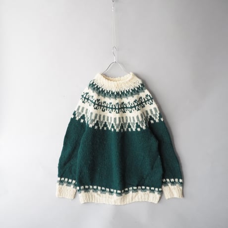 bottle neck nordic loose knit sweater/unisex