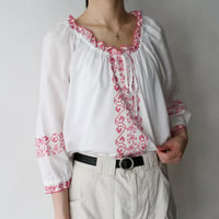 made in Austria balloon sleeve embroidery Tyrolean blouse