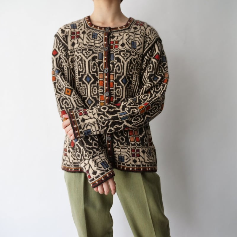 VTG LA VICUNA 100% ALPACA FUZZY SHAGGY BOLIVIAN KNIT SWEATER