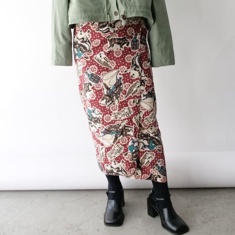 made in USA cowboy pattern cotton wrap skirt
