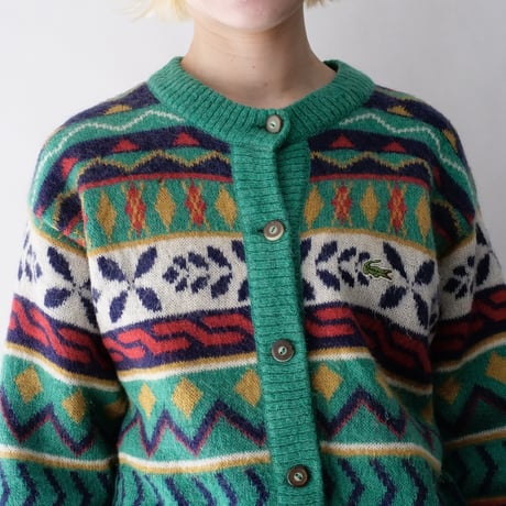 made in French "LACOSTE" mohair+acryl spring design knit cardigan