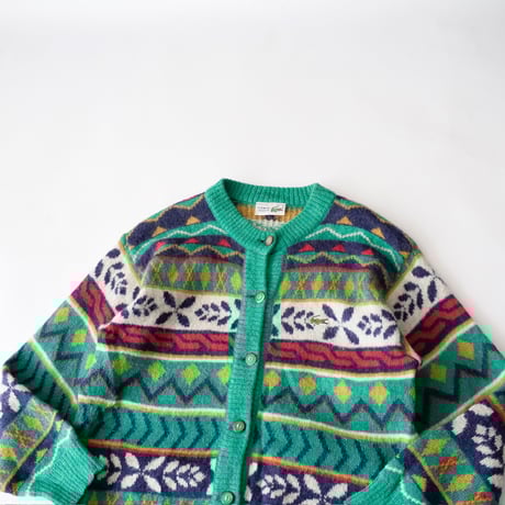 made in French "LACOSTE" mohair+acryl spring design knit cardigan