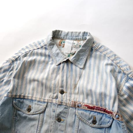 【Original Remake】vintage "NAF NAF" design denim jacket/unisex