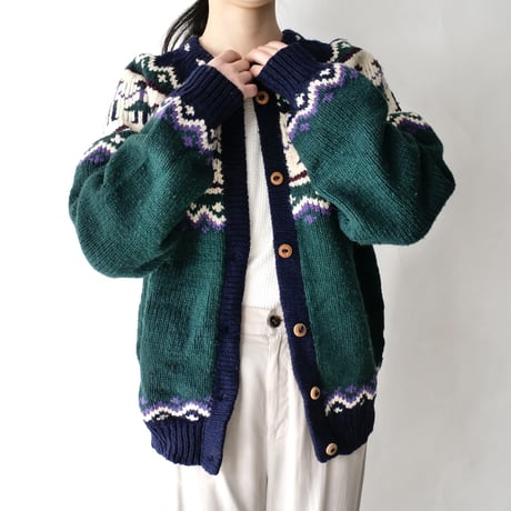 made in Bolivia lam wool knit cardigan/unisex