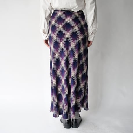 made in Italy 100% rayon plaid long skirt