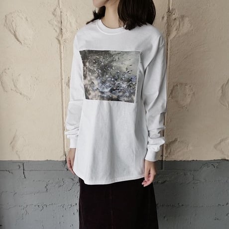 HIBIWA×Jedai Matsumoto photo print long sleeve T-shirt/white
