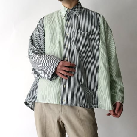 【Original Remake】  "old Blooks Brothers" stripe docking shirt/unisex