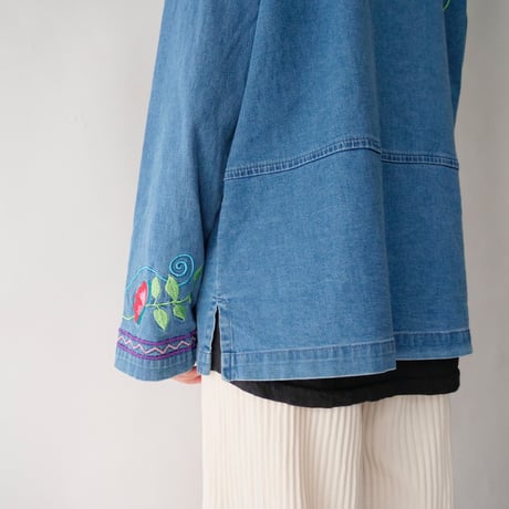 made in Germany soft denim embroidery light jacket/unisex