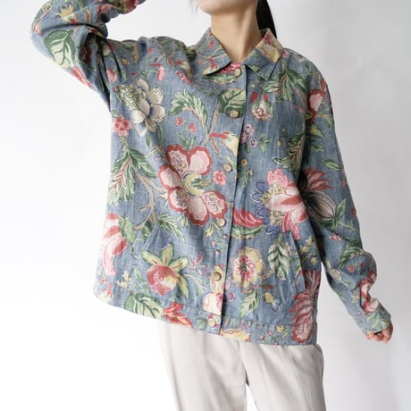 flower pattern linen jacket