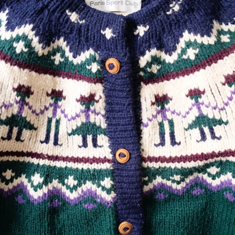 made in Bolivia lam wool knit cardigan/unisex