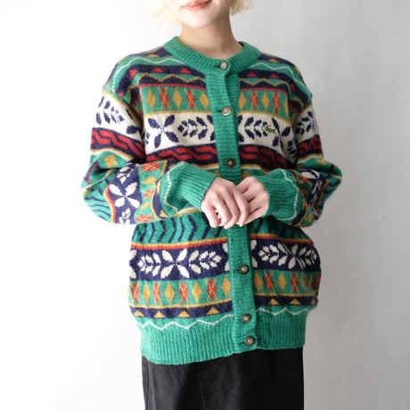 made in French "LACOSTE" mohair+acryl spring design knit cardigan