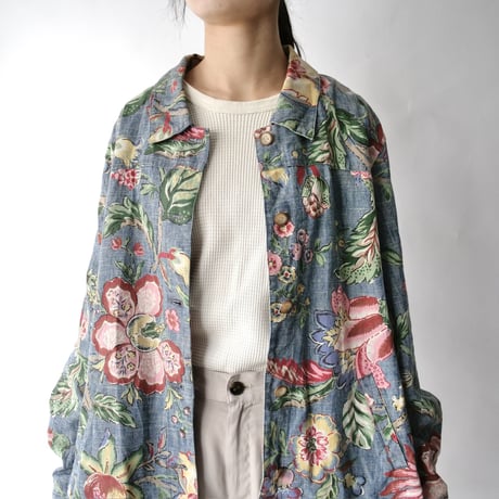 flower pattern linen jacket