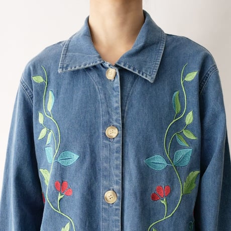 made in Germany soft denim embroidery light jacket/unisex