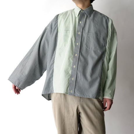 【Original Remake】  "old Blooks Brothers" stripe docking shirt/unisex