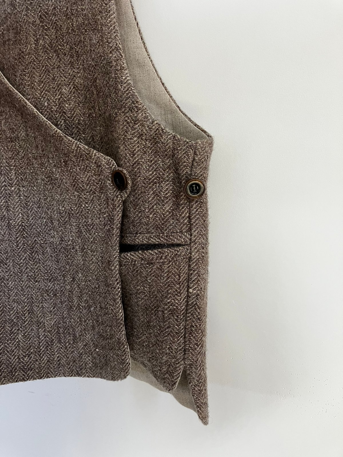 WOOL LINEN CACHE-COEUR VEST 一葉自然農園の野良着 | usua
