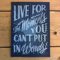 Shon Price/Original Screen Printed Poster : Live for the moments. A4