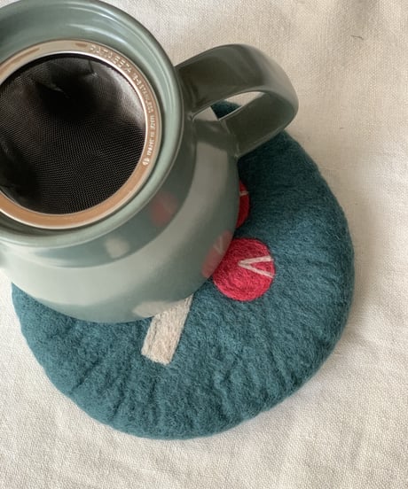 TEA POT&羊毛フェルトPOTマットセット〔ポットグリーン〕
