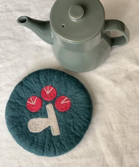 TEA POT&羊毛フェルトPOTマットセット〔ポットグリーン〕