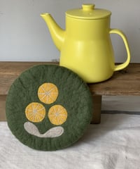 TEA POT&羊毛フェルトPOTマットセット〔ポット黄〕