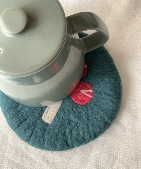 TEA POT&羊毛フェルトPOTマットセット〔ポットグリーン〕