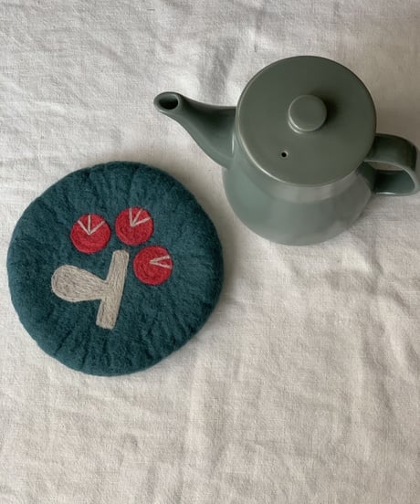 TEA POT&羊毛フェルトPOTマットセット〔ポットグリーン〕