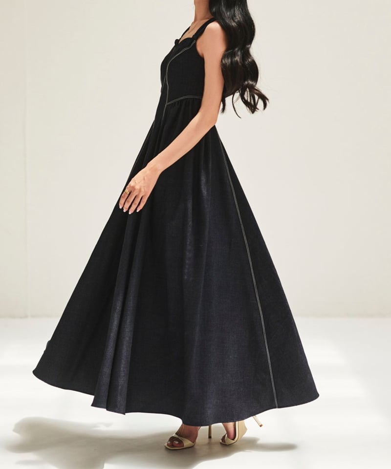 denim long dress | naoho