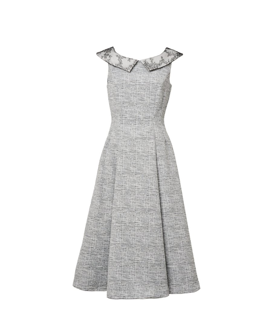 【クリーニング済】Lace Trimmed Bowtie Dress tweed lady lace dress | naoho