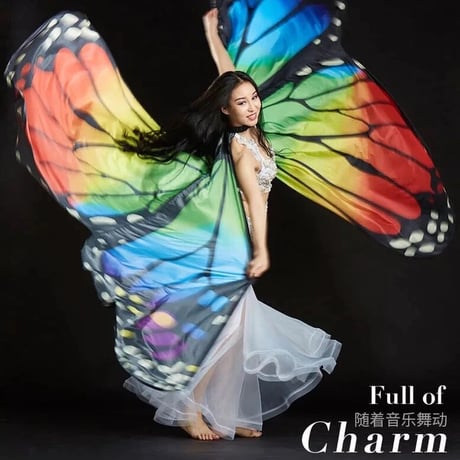 ベリーダンスバタフライ Isis wings の羽棒でカラフルな大人の女性のベリーダンスの衣装の羽ベリーダンスの翼のアクセサリー