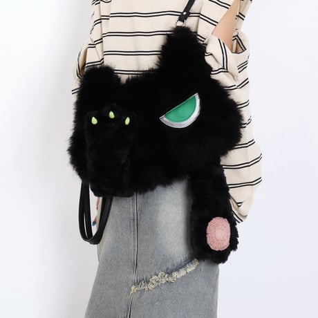 24cmShop 可愛い顔隠し猫リュック レディース 秋冬 ふわふわ ぬいぐるみ風 ショルダーバッグ b067