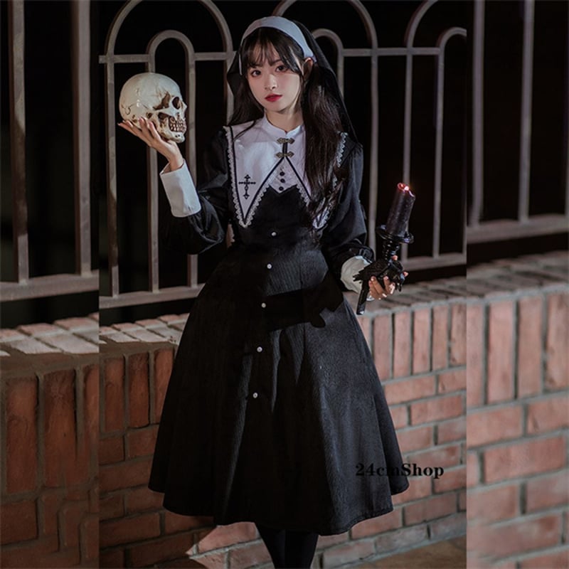 シスター風ゴシックワンピース opf039 | 可愛い服量産型服通販24cm