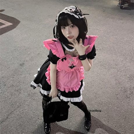 半袖十字フリルメイド服 opf082