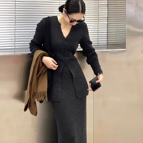 24cmShop フレンチガーリー高品質ニットトップスとスカートの2点セット sufk002
