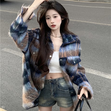 Kawaii Colorful Plush and Thickened Shirt  wt046