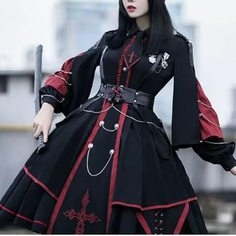 24cmShopゴシックロザリオワンピース＋レザーコルセット1377