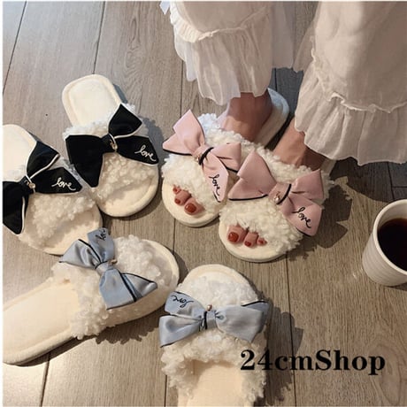 24cmShop プードルファーリボンルームサンダル 1182
