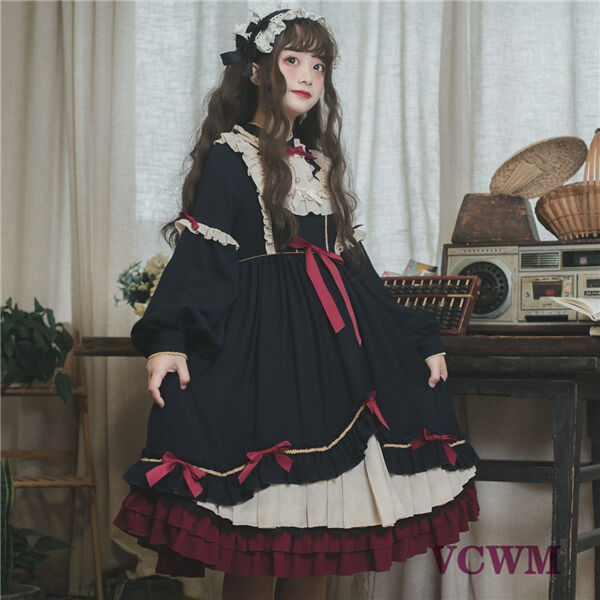 新品 5L ワンピース メイド ロリータ リボンハートメイド