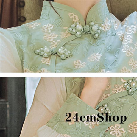 24cmShop シフォンレイヤードフラワーチャイナドレス 1208
