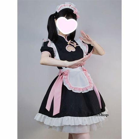 チャイナ風ツーサイドリボンメイド服  opf121