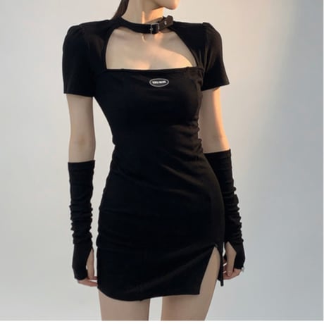 24cmshopスタイリッシュでセクシーな黒ワンピースops023