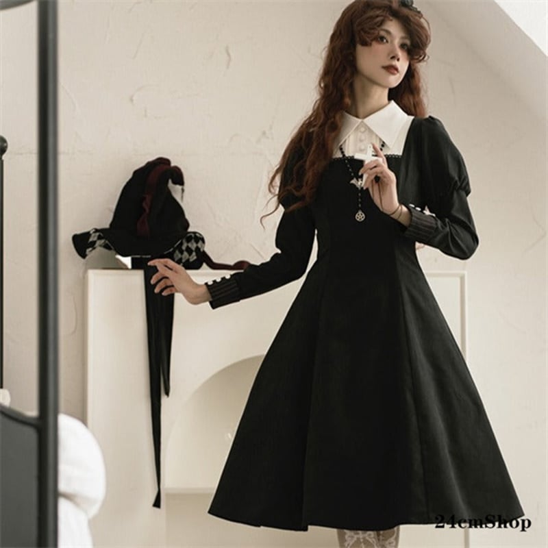 ゴシックカレッジロングロリータドレス opf018 | 可愛い服量産型 ゴシックカレッジロングロリータドレス opf018 | 可愛い服量産型