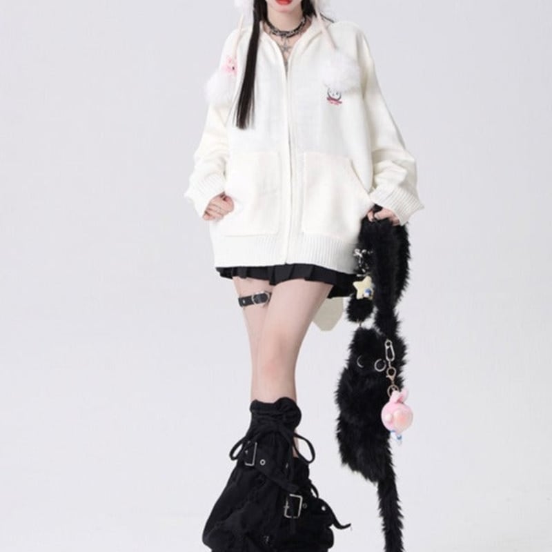 ロングバニーイヤーフードパーカー (1) tx036 | 可愛い服量産型服通販