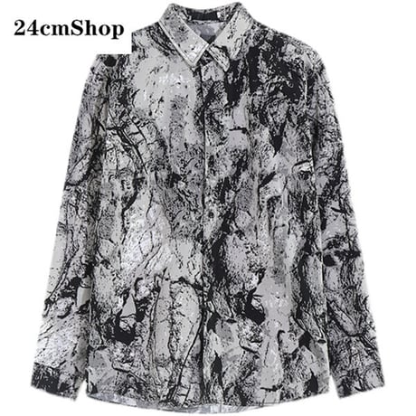 24cmShop原宿風総柄フラワー ビッグシャツ1336