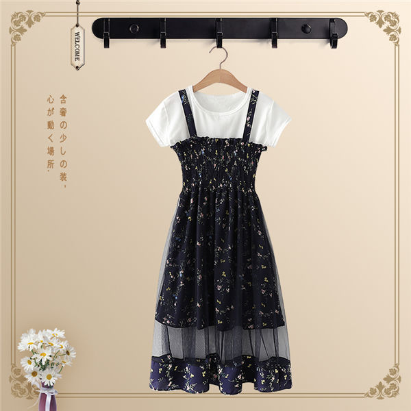 SetUp シャツ+花柄メッシュワンピースセットアップ 401 | 可愛い