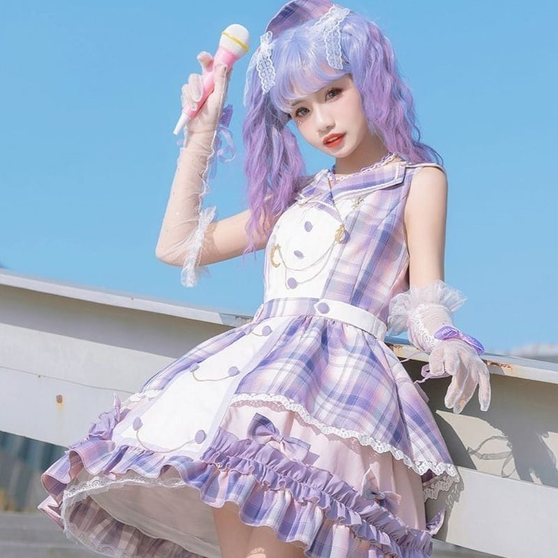 パープルチェックアイドルジャンスカセット 1403 | 可愛い服量産型服 