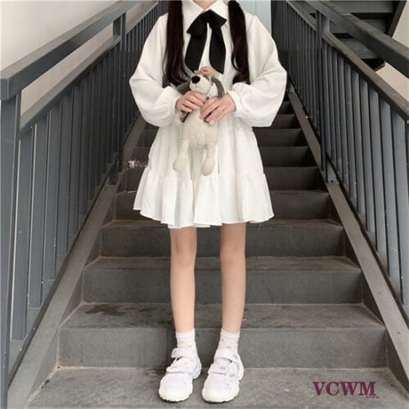 24cmShop リボン長袖可愛いワンピース   951